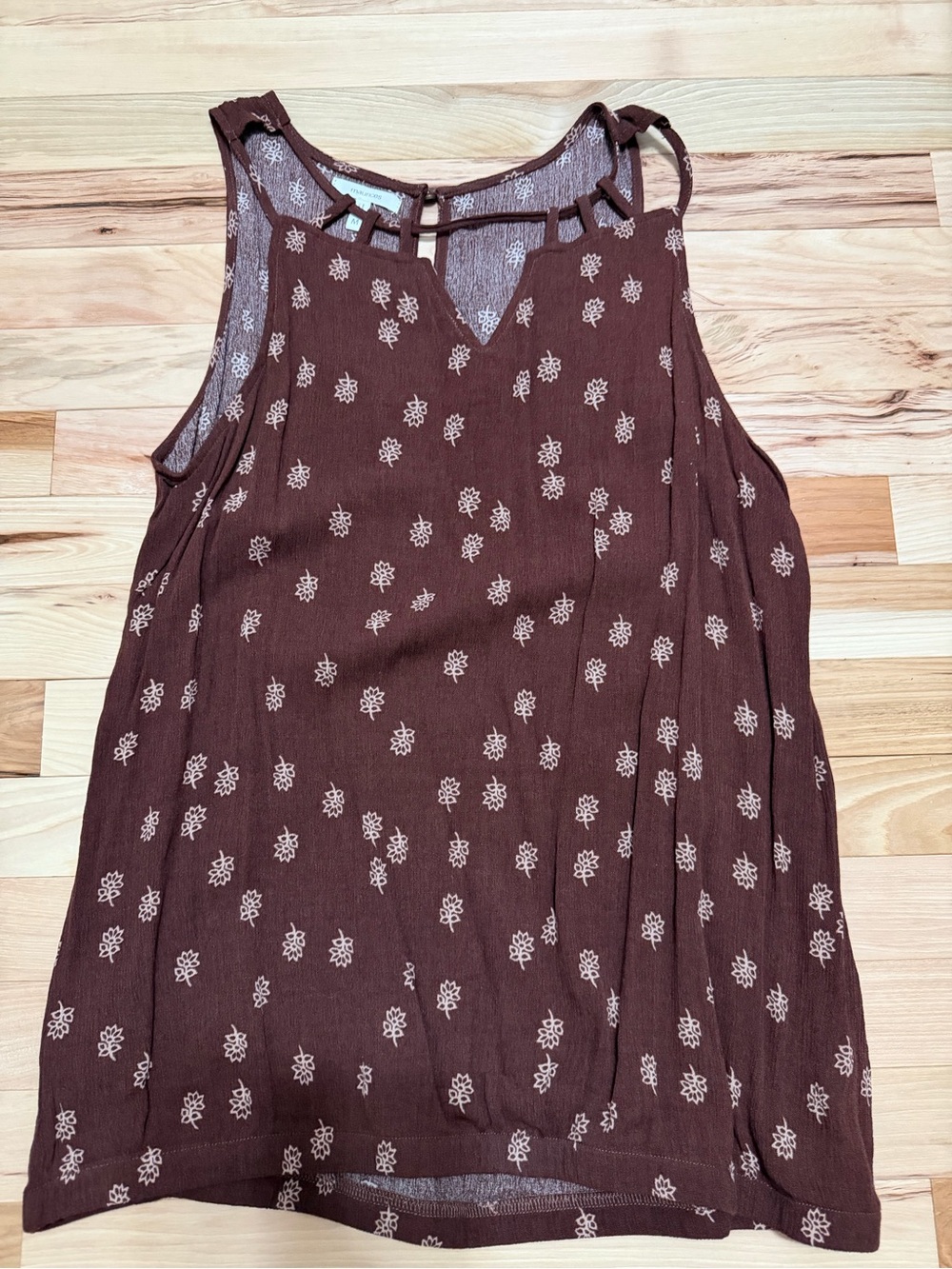 Maurices Brown Floral-Print Sleeveless Tank